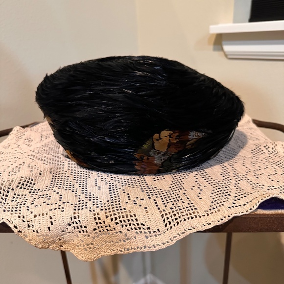 Pheasant Feather Hat / MCM High Fashion or Costume Hat of Black & Brown Feathers - Picture 12 of 14